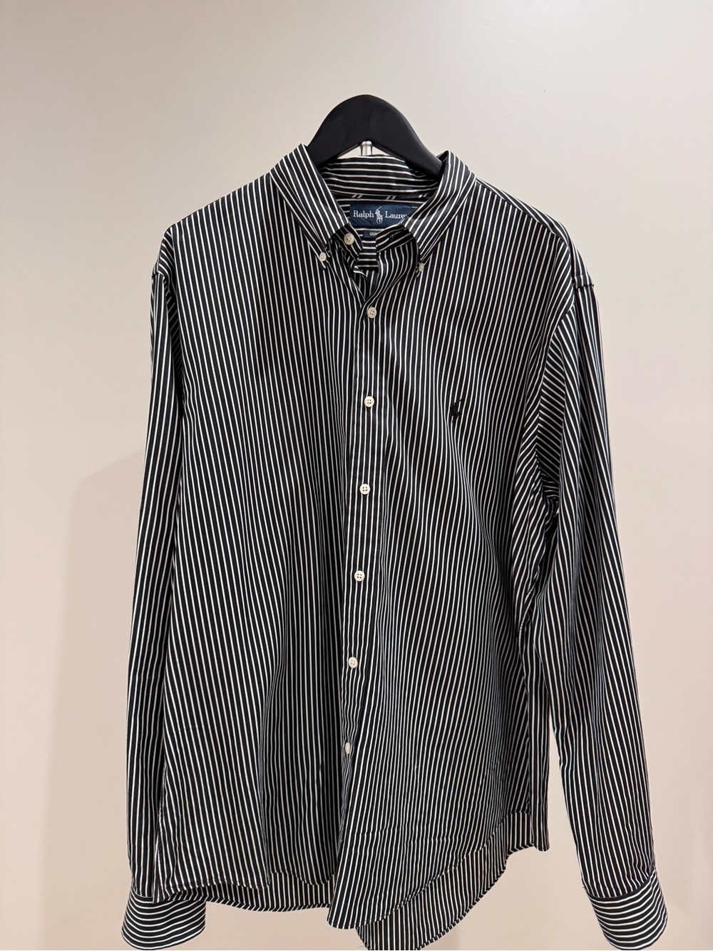 Ralph Lauren Black and White Men's Vertical Stripe Button-Down Shirt
